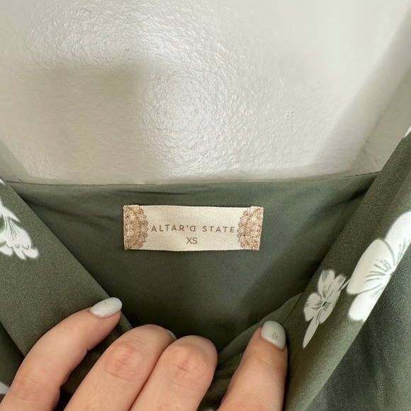 Altar'd State Women's Floral Dark Sage‎ Cowl Neck Slip Midi Dress XS - Picture 3 of 8